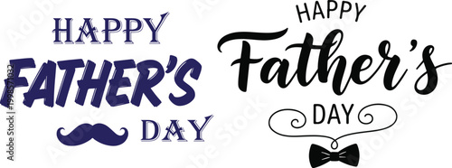Hand drawn happy fathers day greeting with blue and black