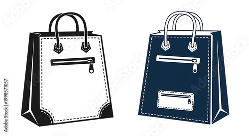 Blue and gray leather handbags with gold hardware, flat lay purse