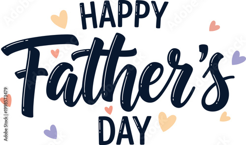 Happy father's day hand lettered greeting with tools and confetti