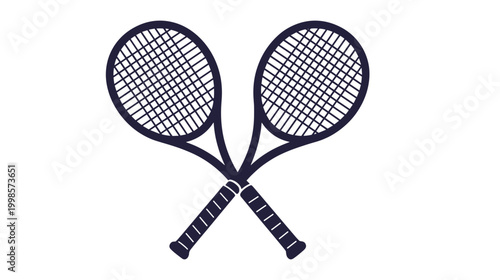 Tennis rackets crossed in minimalistic design on a transparent background  