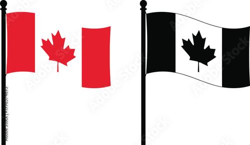 Canada day celebration vibrant canadian flags waving with maple leaf