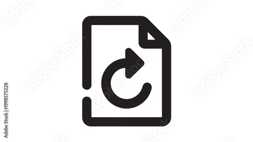 Document Refresh Icon with Sync Arrow for Data Update and Business File Synchronization