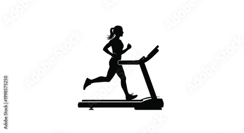 Woman running on a treadmill a striking black silhouette