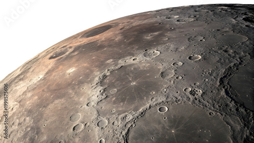 Detailed moon surface with craters and lunar terrain in close up view