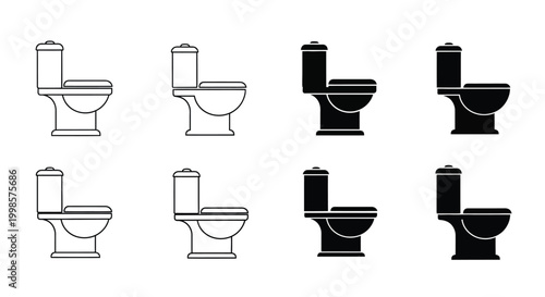 Variations of toilet designs displayed in a clean graphic silhouette
