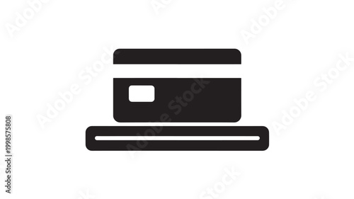 Credit Card Icon for Secure Online Payment, Financial Technology Fintech and E-commerce Checkout Transactions