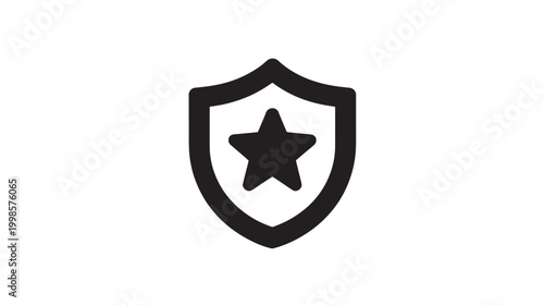 Security Shield Icon with Star Symbol for Admin Protection and Cyber Safety
