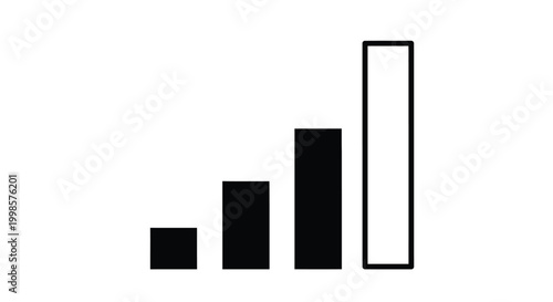 Simple bar graph displaying increasing values a minimalist silhouette