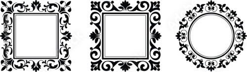 Decorative floral frames with intricate ornamental borders in vintage elegant style