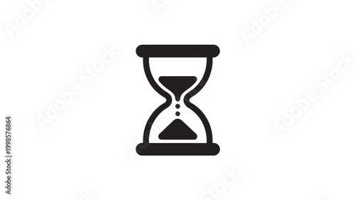 Hourglass Icon Black Silhouette Timer for Deadline Pressure Patience and History Concepts Isolated