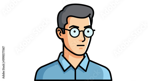 Professional male portrait with eyeglasses and grey hair on white background