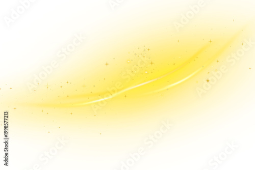 Golden lines with multiple sparkling, bright, shimmering light effects. Magical, glittering swirl for web design and fairytale decor, PNG