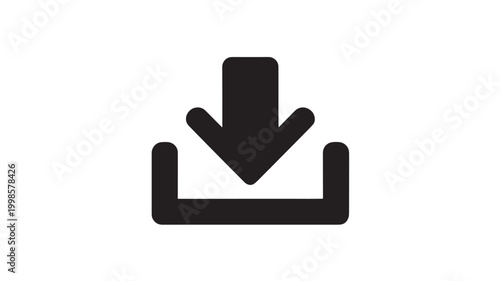 Download Icon with Down Arrow for Digital File Transfer and User Interface Navigation Symbol