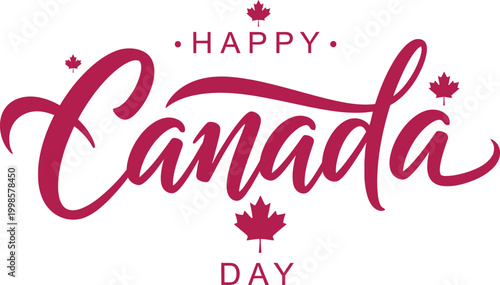 Happy canada day festive calligraphy design for canada's national day