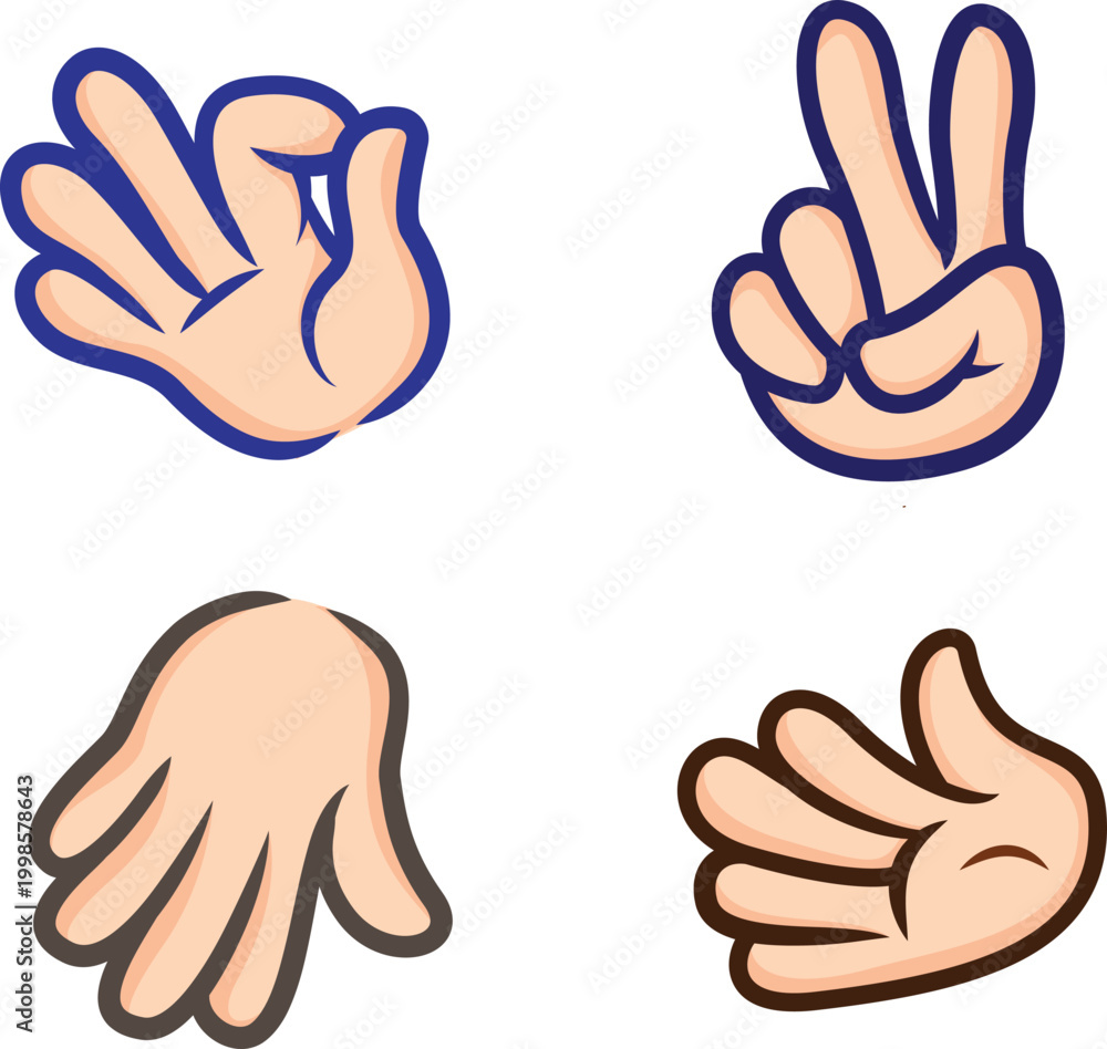 Obraz premium Set of cartoon hand gesture icons vector illustration for communication and expression isolated on white