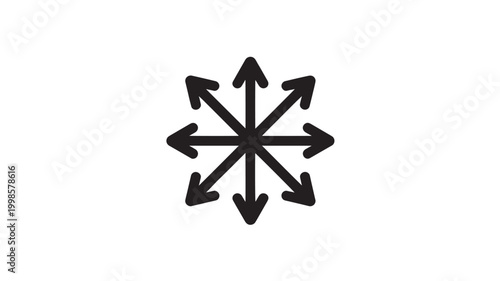 Arrows Radial Outward Pointing Multidirectional Icon for Navigation and Choice Concepts