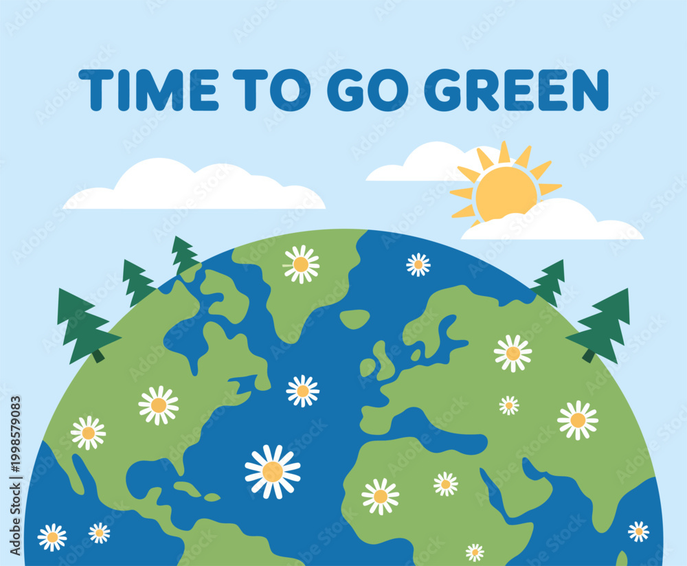 Naklejka premium Time to Go Green and Celebrate the Planet with Eco-Conscious Choices