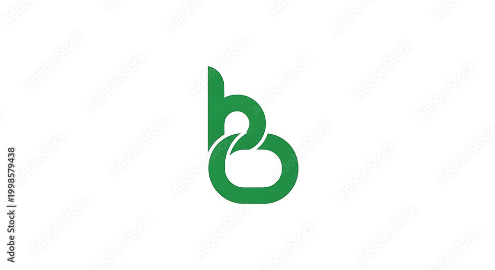 Fototapeta premium Green lowercase letter b isolated on white background, minimalist typography