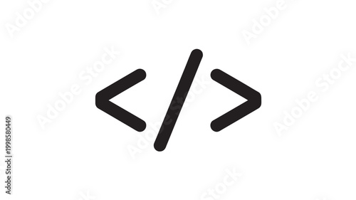 HTML Code Symbol Vector Icon for Web Development and Software Programming Concepts