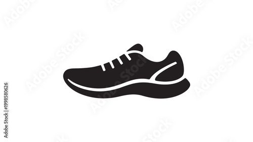 Running Shoe Icon Athletic Sneaker Silhouette for Fitness Footwear and Sports Marketing