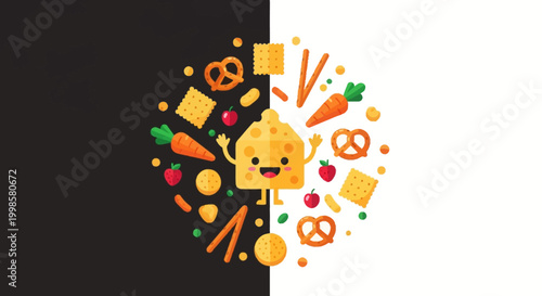 Colorful food and snack illustration.