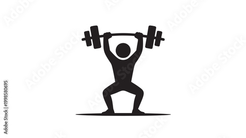 Weightlifting Person Silhouette Overhead Barbell Press for Fitness Motivation and Strength Coaching
