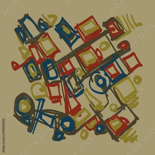 Abstract image for printing. Picture for modern interiors. The picture is painted by hand on a tablet.