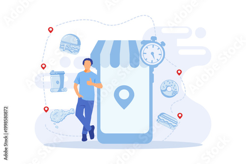 Online Food Delivery Service Vector Illustration Flat Design