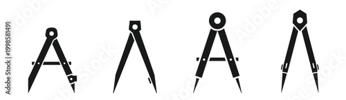 Professional drawing compass set for technical drafting and precise engineering geometry tasks in a modern graphic illustration style