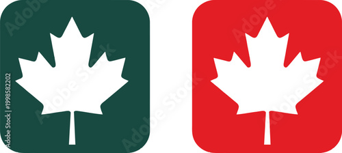 Canada day celebrations iconic maple leaf on red and dark green backgrounds