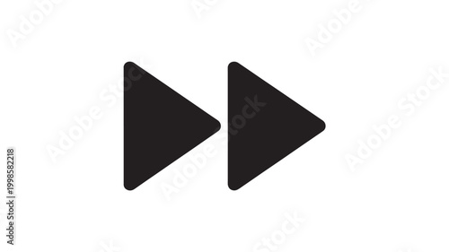 Black Double Right Arrow Buttons On White Background For Navigation Concepts