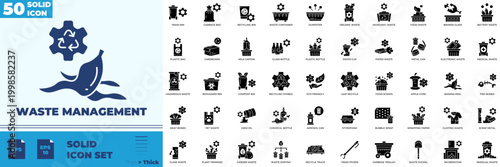 Waste Management Solid Editable Icons set