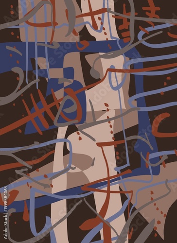 Abstract image for printing. Picture for modern interiors. The picture is painted by hand on a tablet.