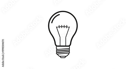 Minimalist black and white light bulb lamp glow filament