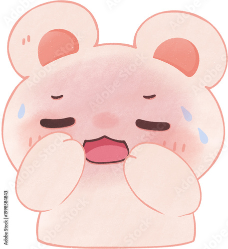 Cute Bear Shy Crying Expression Kawaii Cartoon