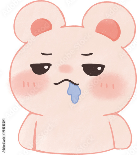 Cute Bear Drooling Hungry Expression Kawaii Cartoon