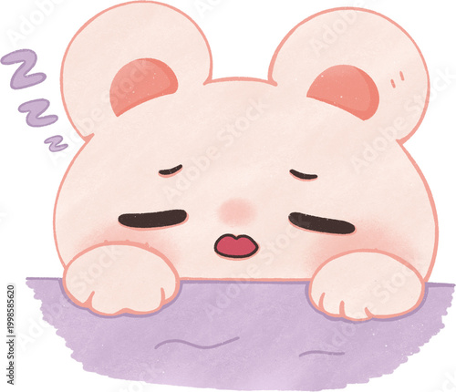 Cute Bear Tired Sleepy Resting Kawaii Cartoon