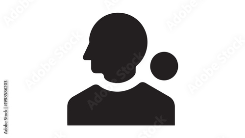 Black Silhouette Of Man With Speech Bubble Isolated On White For Communication Concepts