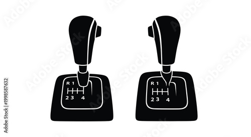 gear shift lever silhouette with numbered positions on white background high quality professional detailed modern elegant stylish clean crisp vibrant colorful
