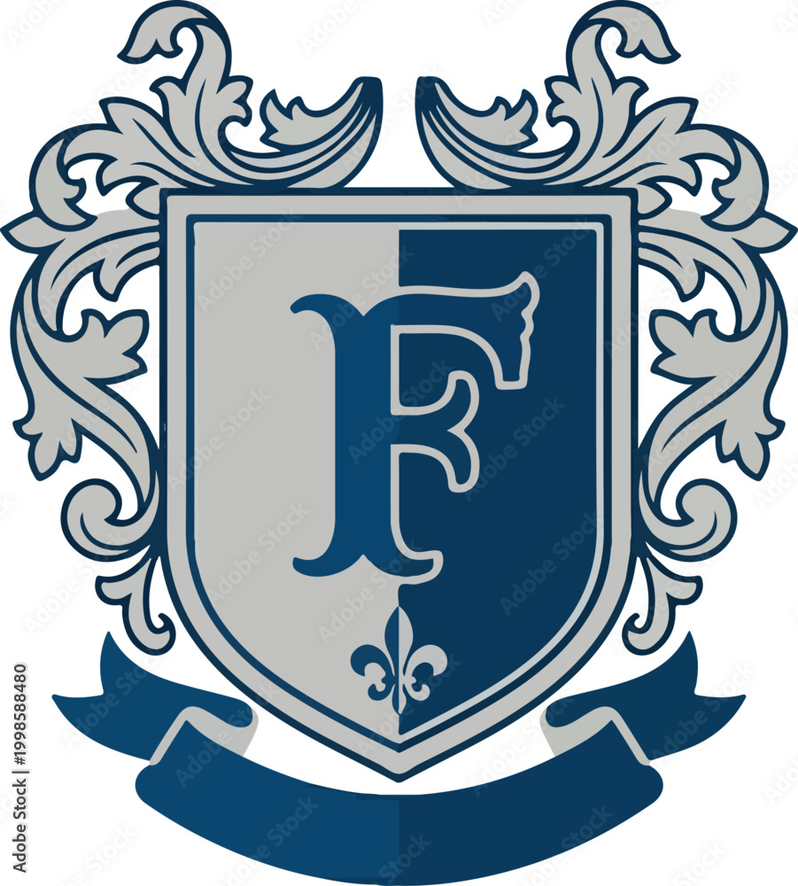 Obraz premium Letter F Shield Emblem Logo.