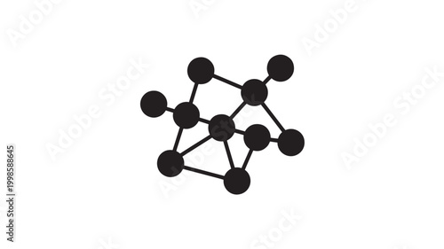 Black Molecular Structure Model On White Background For Science Concepts