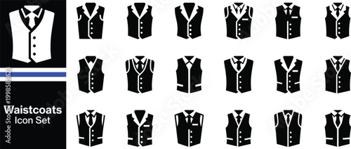 Vests and Waistcoat Silhouette Icon Set – Fashion Clothing, Outerwear and Apparel Collection