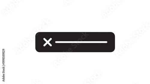 Black Search Bar Icon With White Cross For Technology Concepts