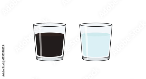 two glasses filled with dark and light liquids silhouette high quality professional detailed modern elegant stylish clean crisp vibrant colorful digital
