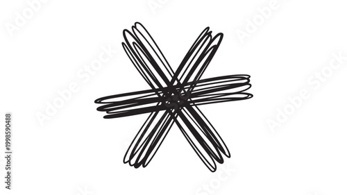 X Mark Hand Drawn Cross Symbol for Error, Rejection, and Cancellation Concepts Isolated on White Background