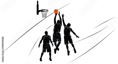 basketball players in action silhouette high quality professional detailed modern elegant stylish clean crisp vibrant colorful digital creative innovative contemporary premium
