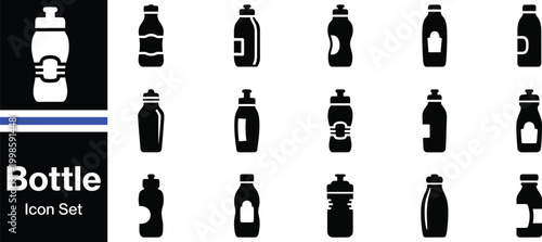 Thermos Bottle and Reusable Flask Silhouette Icon Set – Hydration, Travel Mug and Camping Drinkware Collection