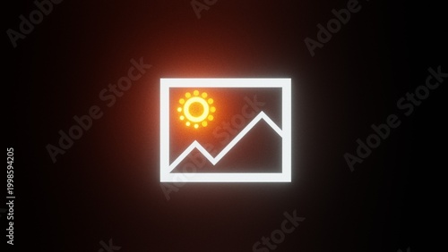 Neon Image Gallery Icon Glowing Photo Media Background