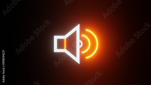 Neon Speaker Icon Glowing Sound Volume Background