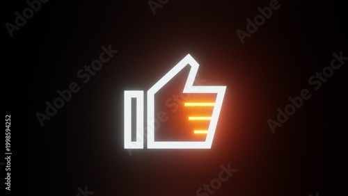 Neon Like Icon Glowing Thumbs Up Social Media Background